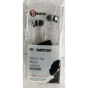 Betron B25VC B25‎ Noise Isolating in Ear Canal Headphones Silver NEW B-25 3.5mm